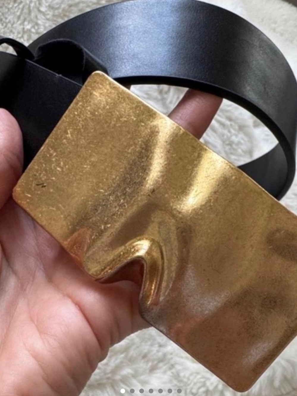 Schiaparelli Inspired Black Leather Belt with Sculpted Gold Buckle